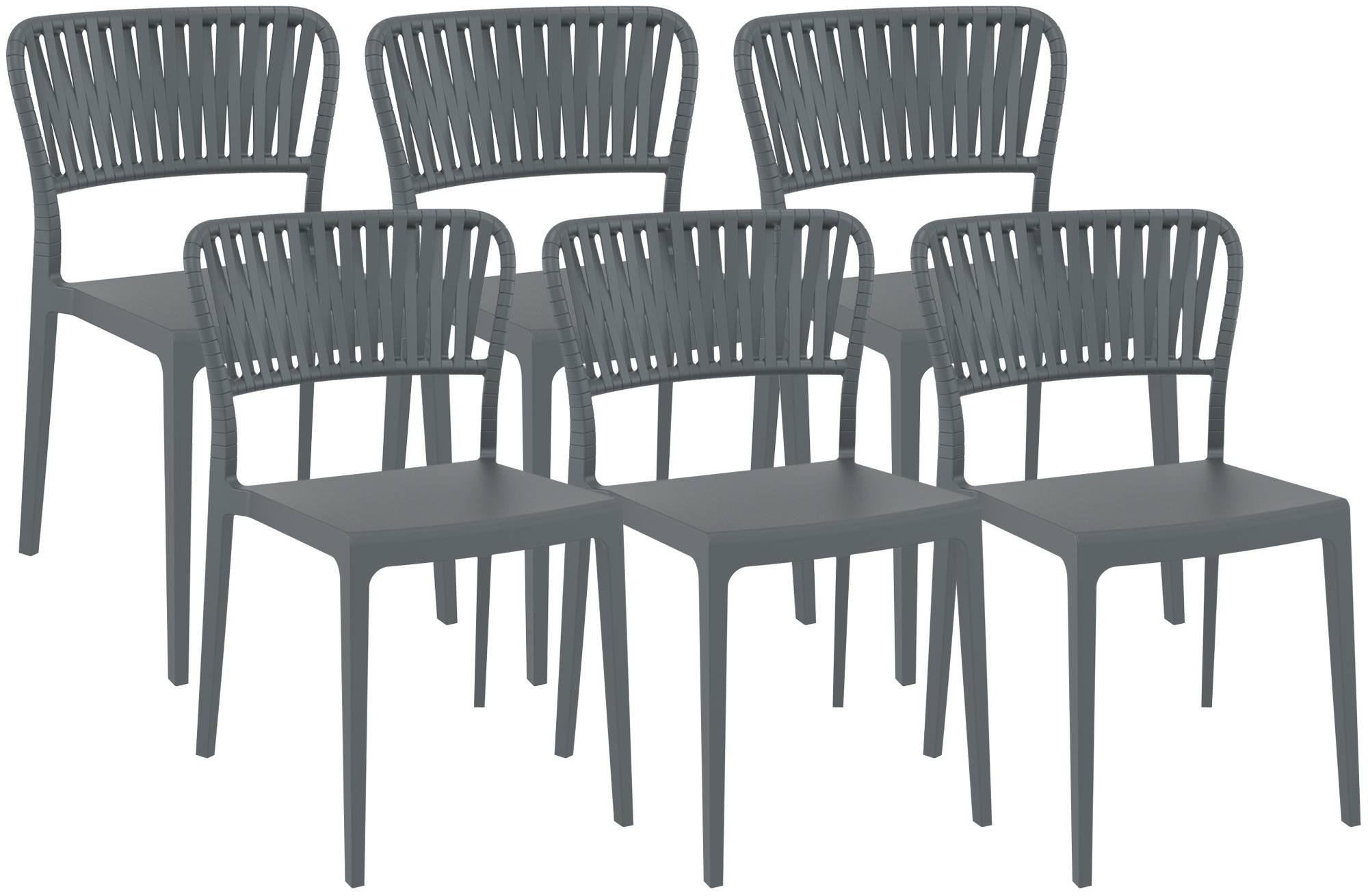 GARTENSTUHL 6er Set Kunststoff Dunkelgrau - Dunkelgrau, Kunststoff (45/84/55cm) - CLP