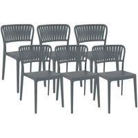GARTENSTUHL 6er Set Kunststoff Dunkelgrau - Dunkelgrau, Kunststoff (45/84/55cm) - CLP