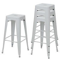 BARHOCKER 4er-Set Sitzhöhe 77cm Metall Industriedesign stapelbar Weiß - Weiß, Metall (43/77/43cm) - PROREGAL