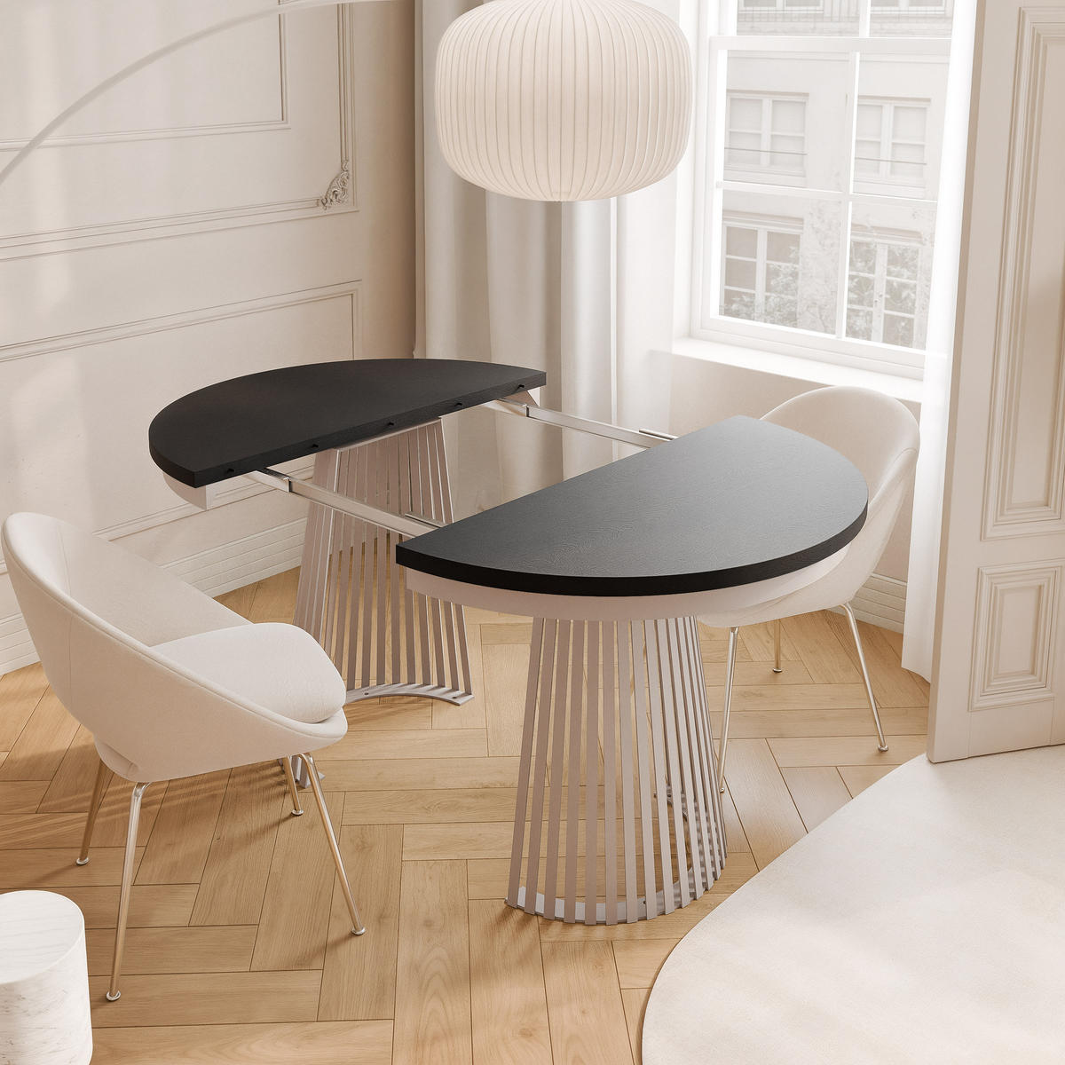 AUSZIEHTISCH AUREA 100-180/75 cm, Kaschmir / Schwarz - Kaschmir/Schwarz, Holzwerkstoff/Metall (100/100/75cm) - Idohome