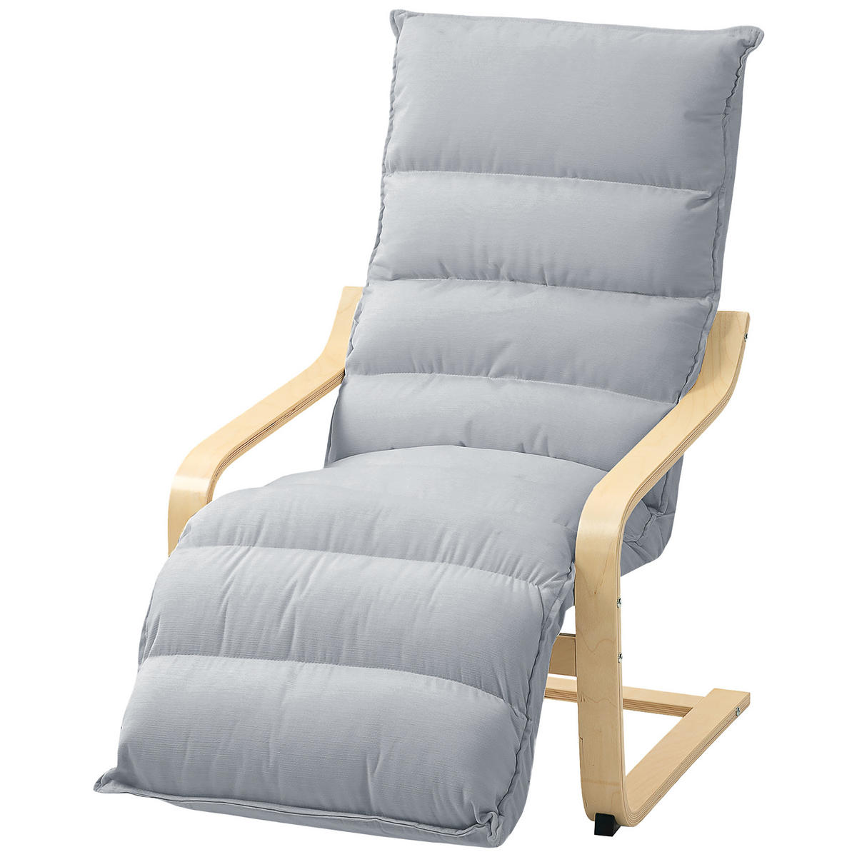 LOUNGE-SESSEL DE-06889 mit Birkenholz und verstellbarer Fußstütze Hellgrau - Hellgrau, Holz/Textil (67/105/114cm) - ComfortXL