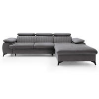 ECKSOFA 280 cm Xanto M, Schlaffunktion, verstellbaren Kopfstützen, Rechts, Dunkelgrau - Dunkelgrau, Holz (193/280cm) - Emporius