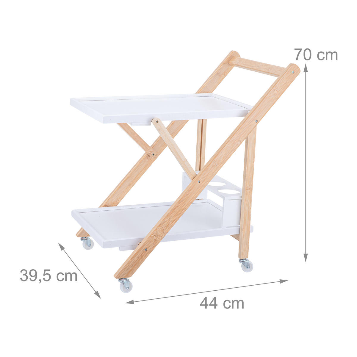 SERVIERWAGEN - Hellbraun, Holz (39.5/70/44cm) - Relaxdays