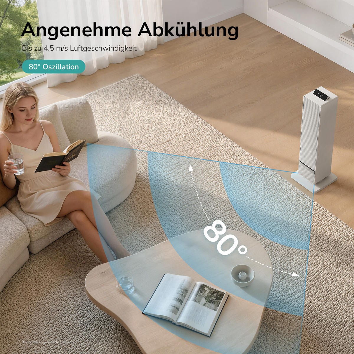 HEIZLÜFTER 2 in 1 mit Ventilator 70 x 24 cm, LED Display, Fernbedienung, Weiß - Weiß, Keramik/Kunststoff (24/70/24cm) - EMKE