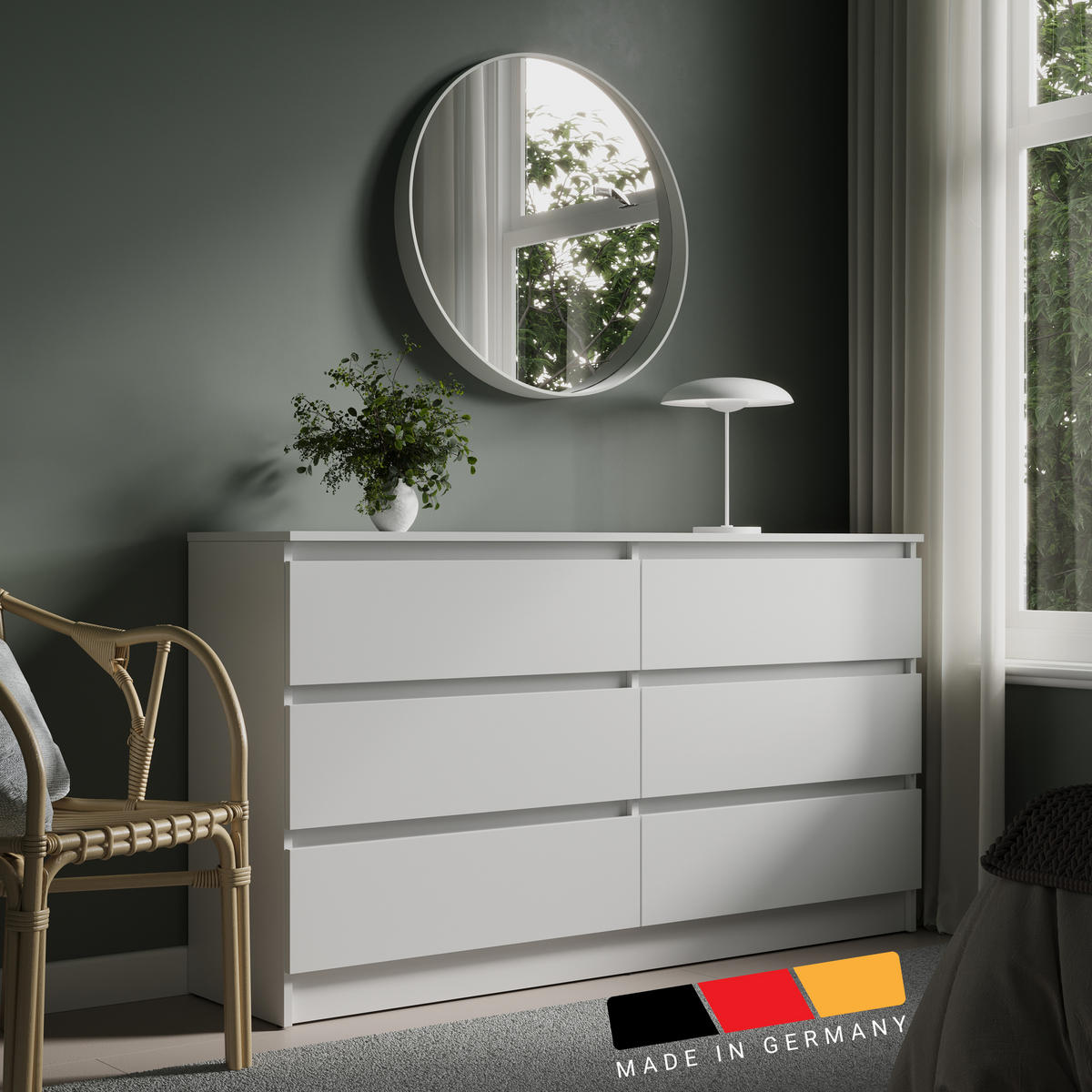 KOMMODE mit 6 Schubladen 140cm breit in weiß - Weiß, Holz (35/77.5/140cm) - Home Collective