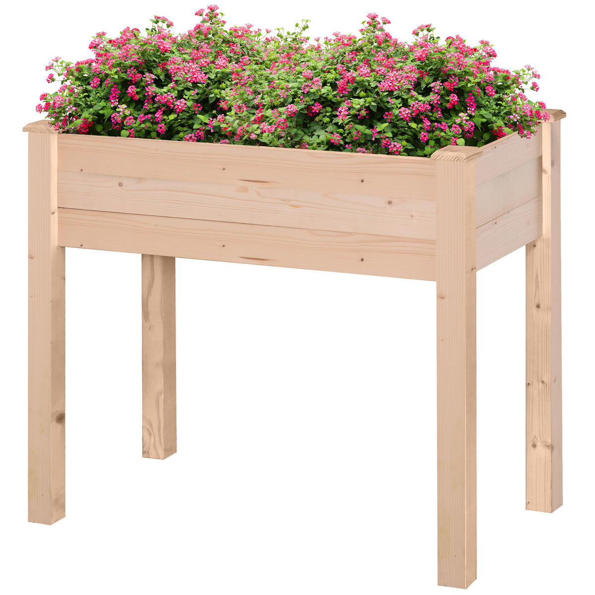 HOCHBEET DE-16034 mit Ablagefläche und Drainage Naturholz - Naturfarben, Holzwerkstoff (218.44/193.04/116.84cm) - ComfortXL