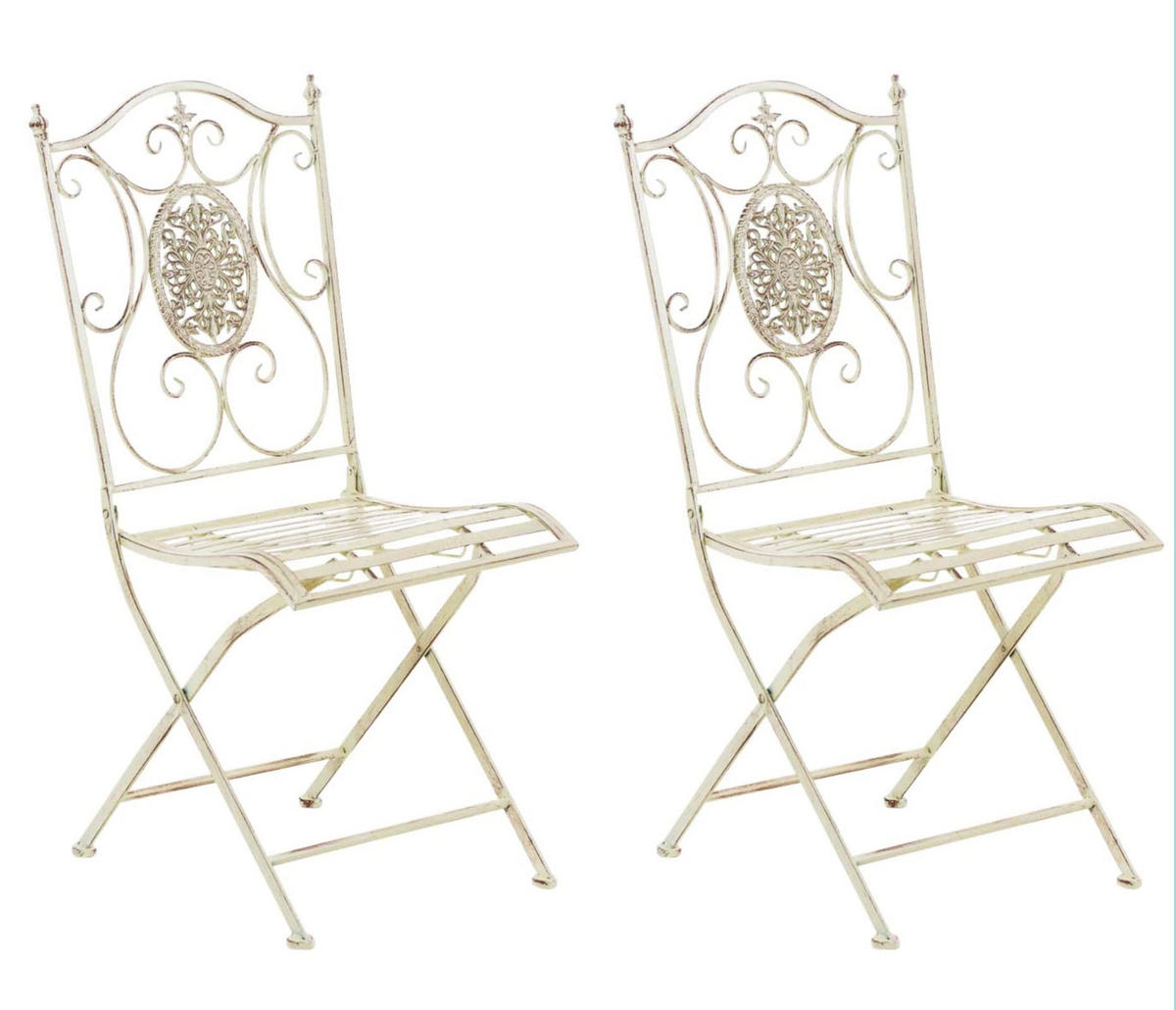 STÜHLE Sidan - 2er Set antik-creme - Naturfarben, Metall (42/91.5/49cm) - TPFGarden