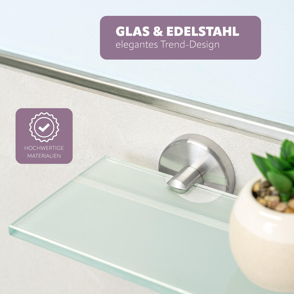 GLASABLAGE PIAZZA, Edelstahl, matt - Edelstahlfarben, Metall (46.5/6/13cm) - bremermann