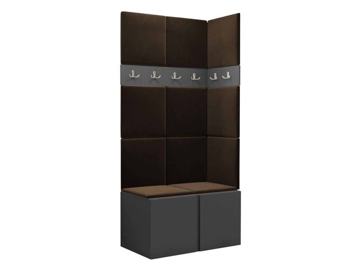 GARDEROBEN-SET Orion I - Graphitfarben/Braun, Holzwerkstoff/Kunststoff (84/186/46cm) - MIRJAN24