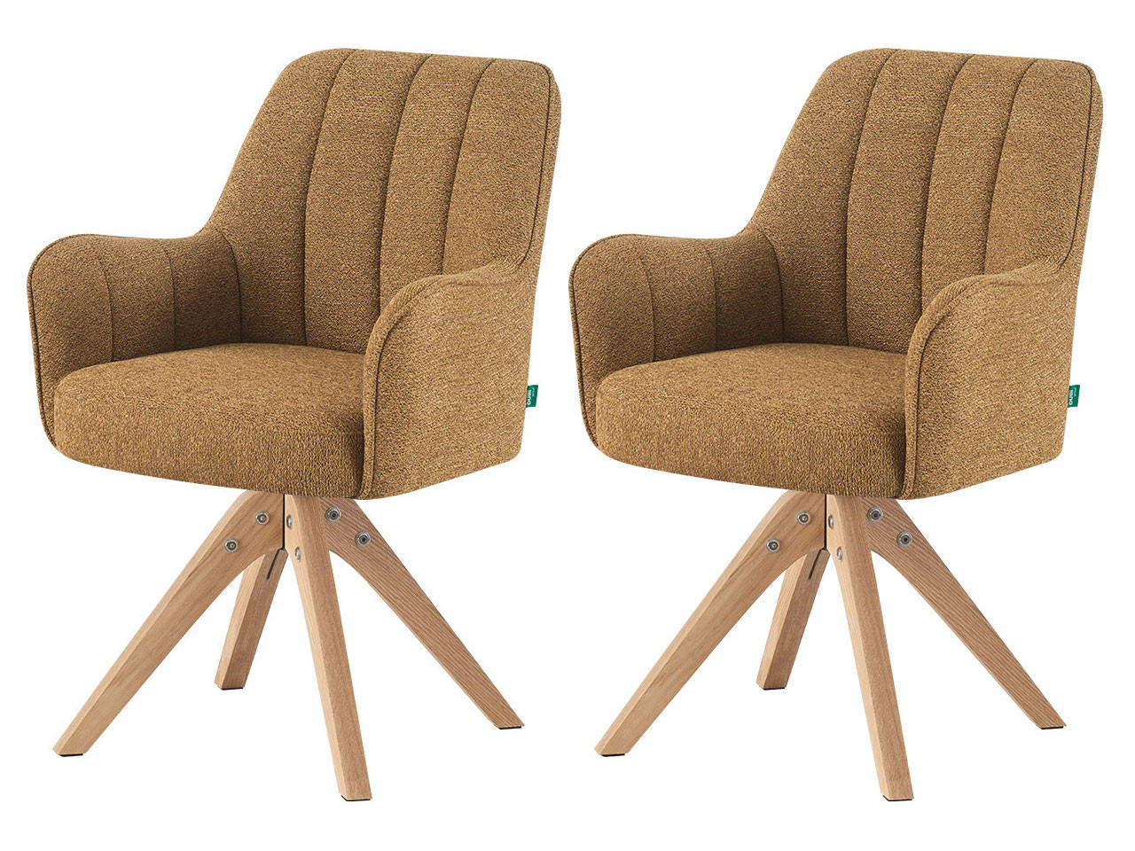 ESSZIMMERSTUHL THOMAS-FINA 2er-Set 360°drehbar - Currygelb, Textil (58/88/62cm) - DUBI Möbel