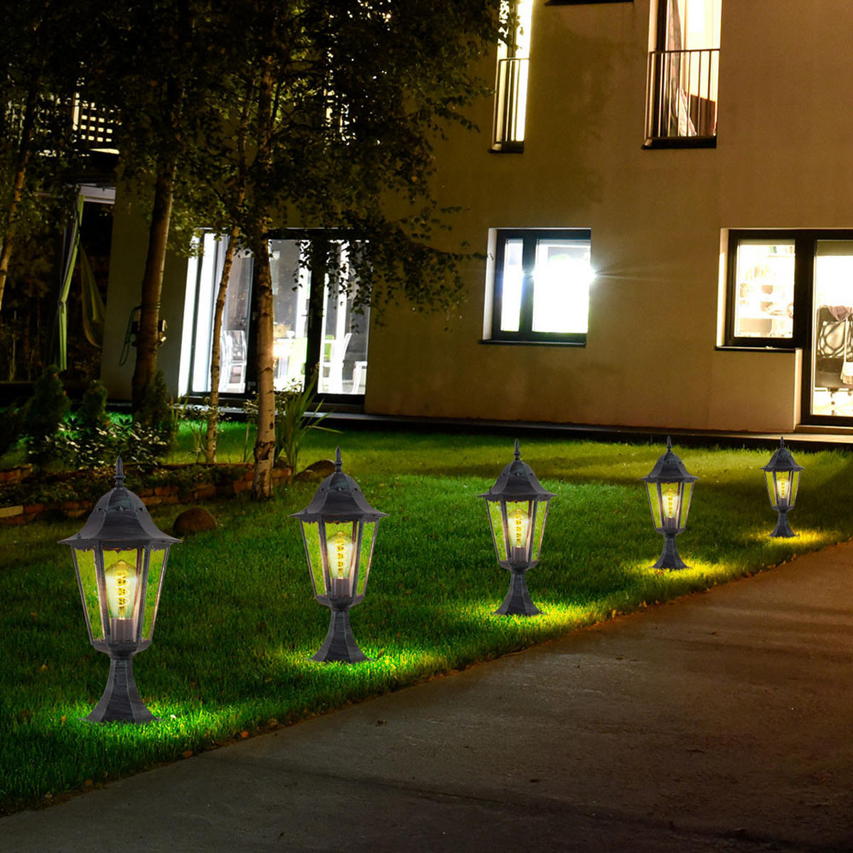 WEGELEUCHTE NORDERNEY Schwarz Spritzwassergeschützt - Schwarz, Glas (23.5/23.5/49cm)