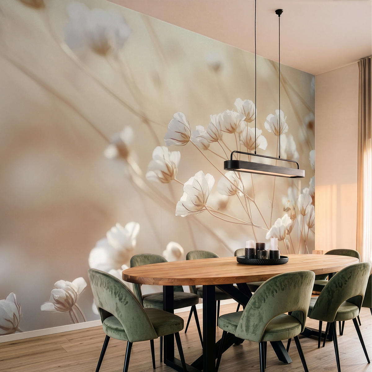TAPETE - Wild - Blumen - Weiß - 400x300 cm - Creme, Papier (400/300cm) - OnlyWow