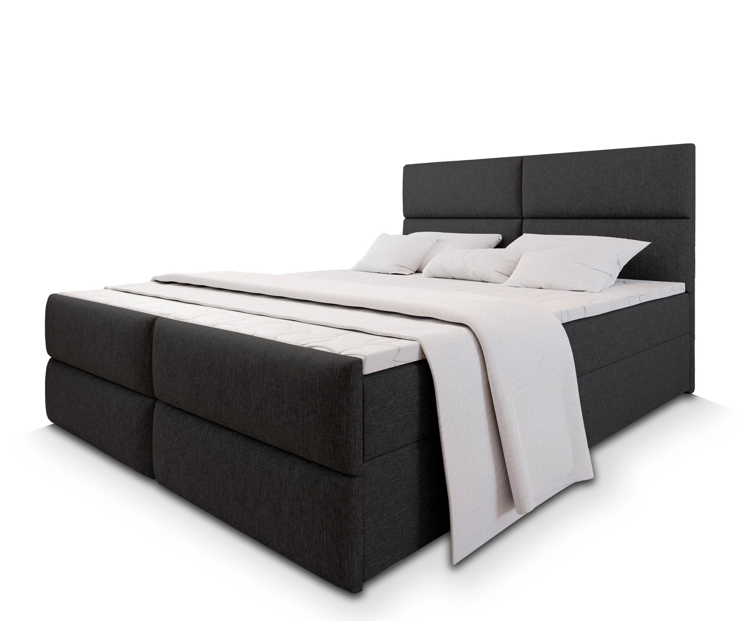MASSENO AMERICKÁ POSTEL MULEN 180x200 cm, s matrací a úložným prostorem, černá