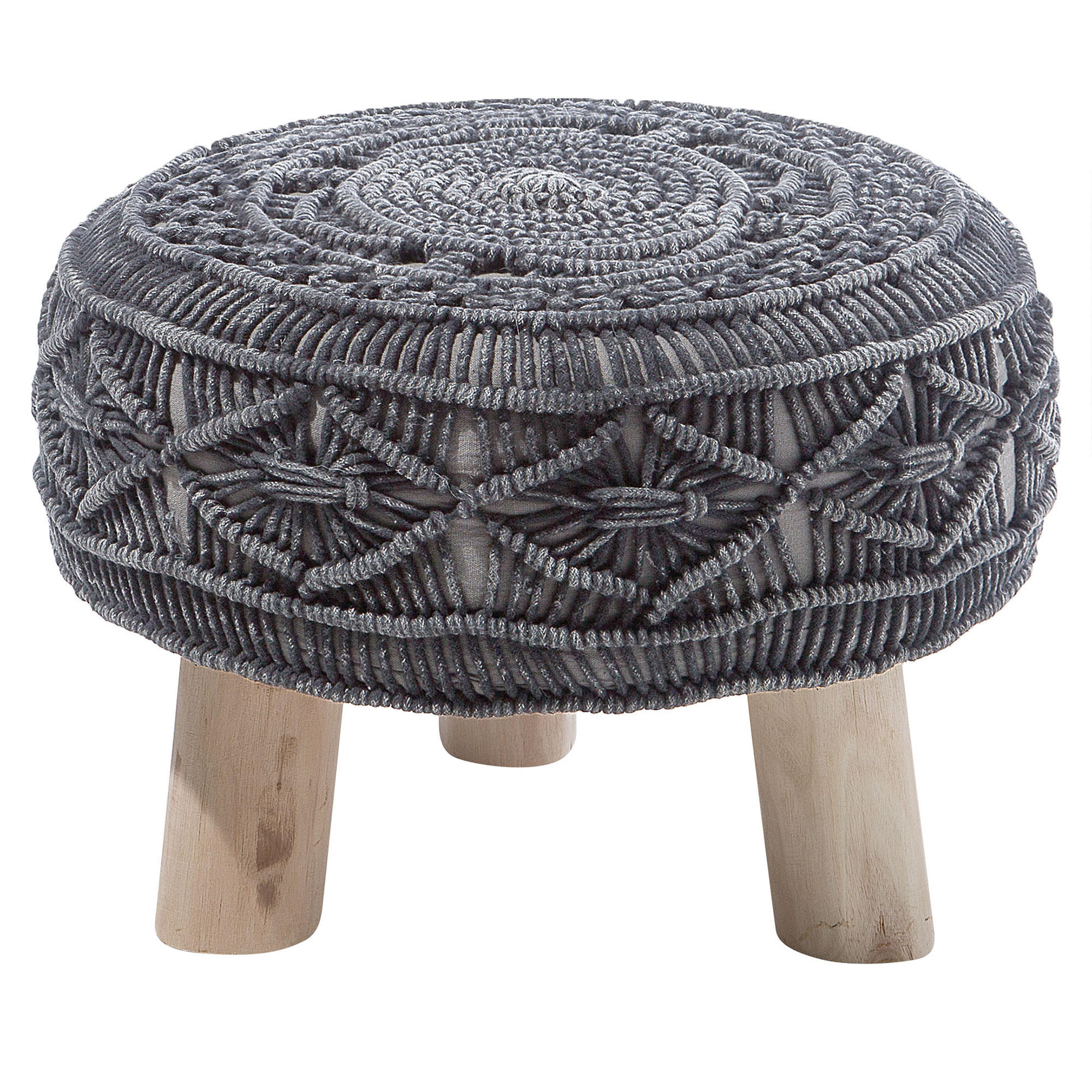 HOCKER Mundra 42/42/33 cm - Grau, Naturmaterialien (42/33/42cm) - Beliani