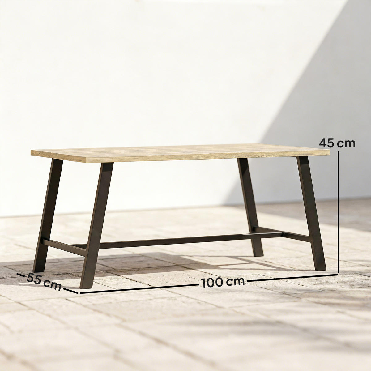 GARTENTISCH aus Metall Schwarz, Braun - Schwarz/Braun, Metall (100/55/45cm) - Outsunny