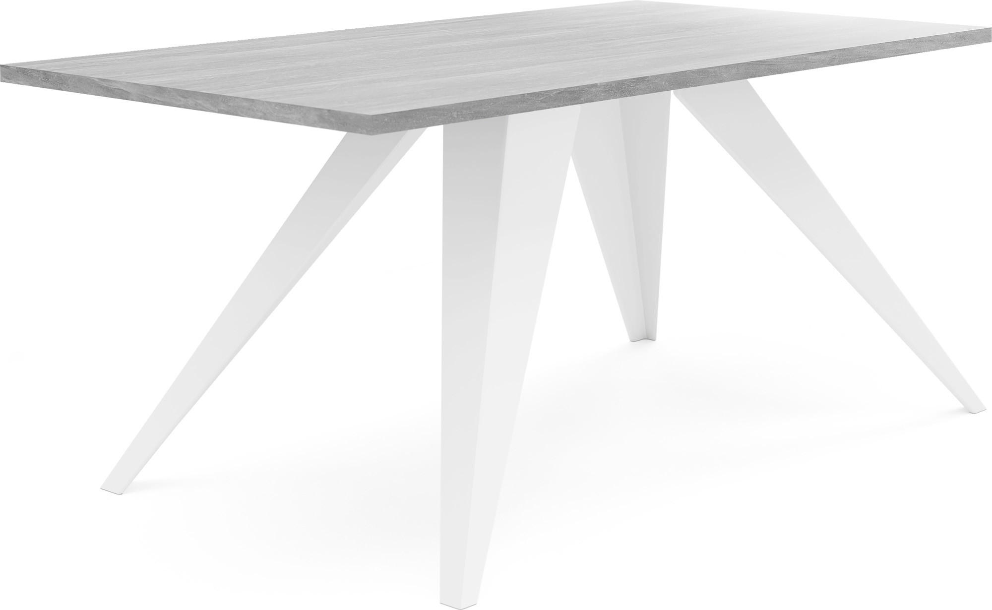 ESSTISCH Vance rechteckig, Grauer Beton 120/60/48 cm - Hellgrau/Weiß, Holzwerkstoff/Metall (60/120/48cm) - WFL GROUP