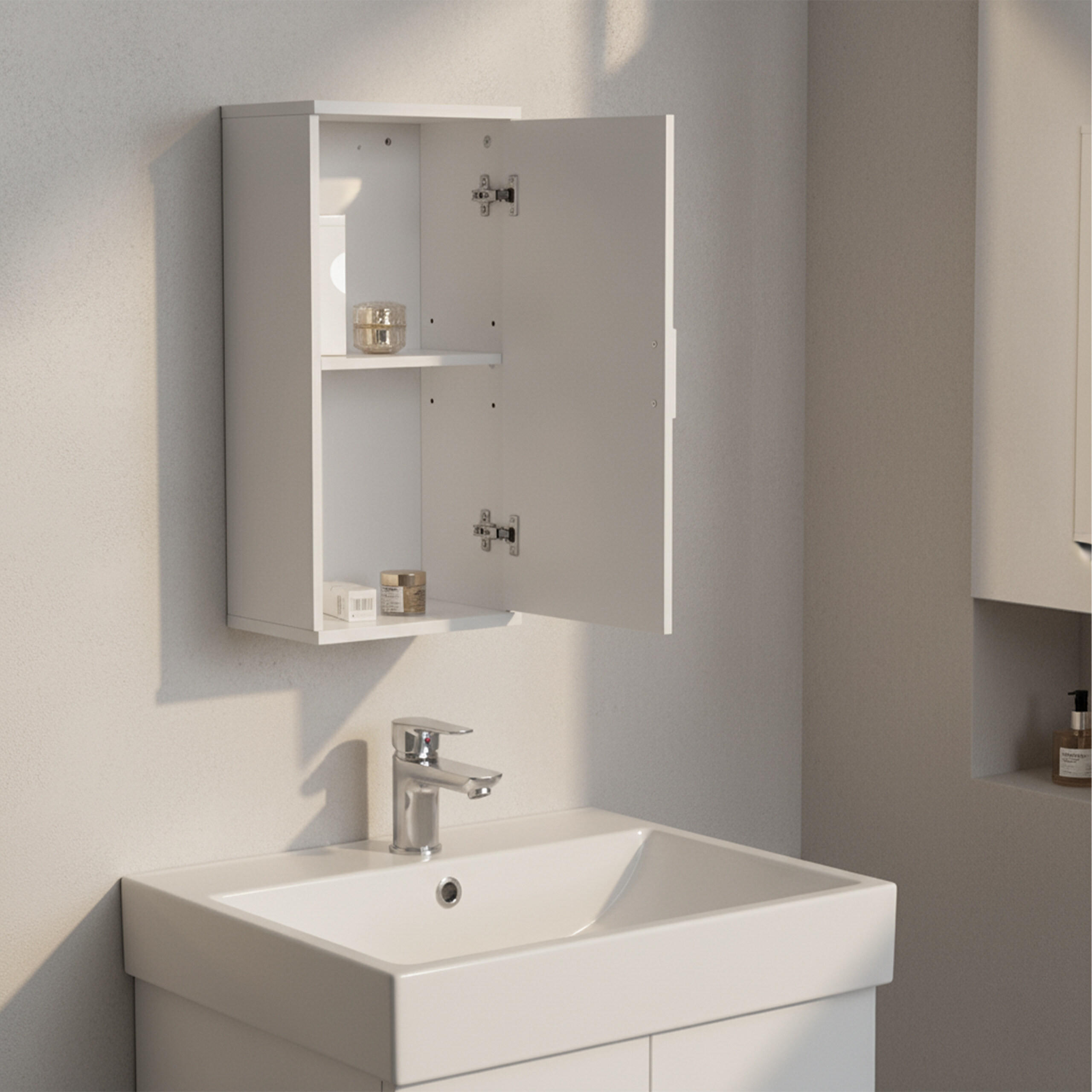 HÄNGESCHRANK - Weiß, Holzwerkstoff (30/62/21cm) - Relaxdays