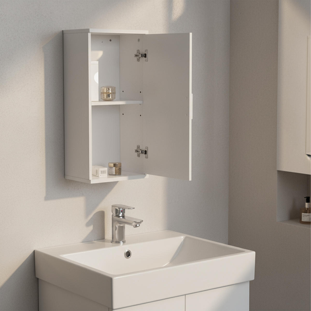 HÄNGESCHRANK - Weiß, Holzwerkstoff (30/62/21cm) - Relaxdays