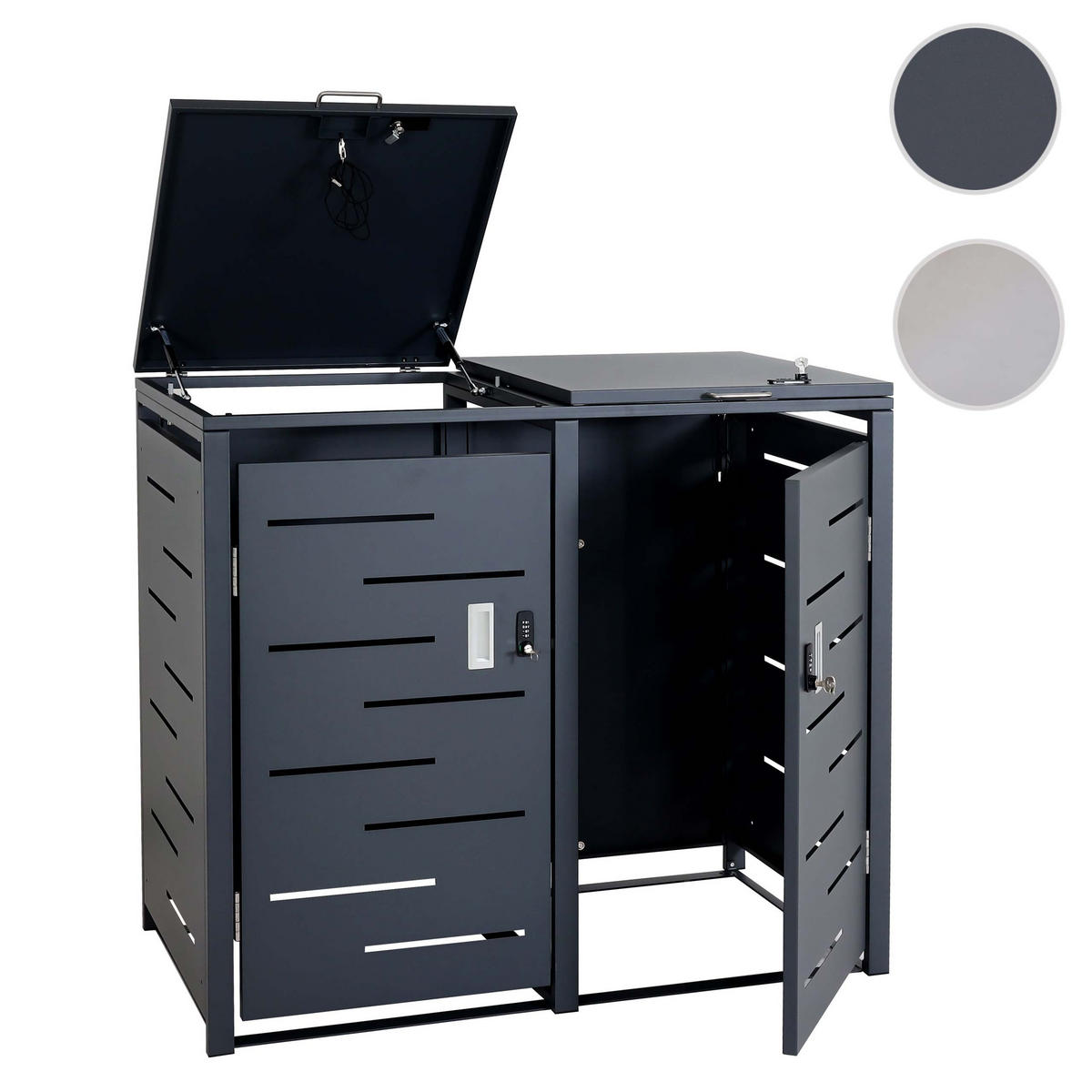 MÜLLTONNENBOX 2er 103x115x63cm erweiterbar Anthrazit - Anthrazit, Metall (115/103/63cm) - PROREGAL
