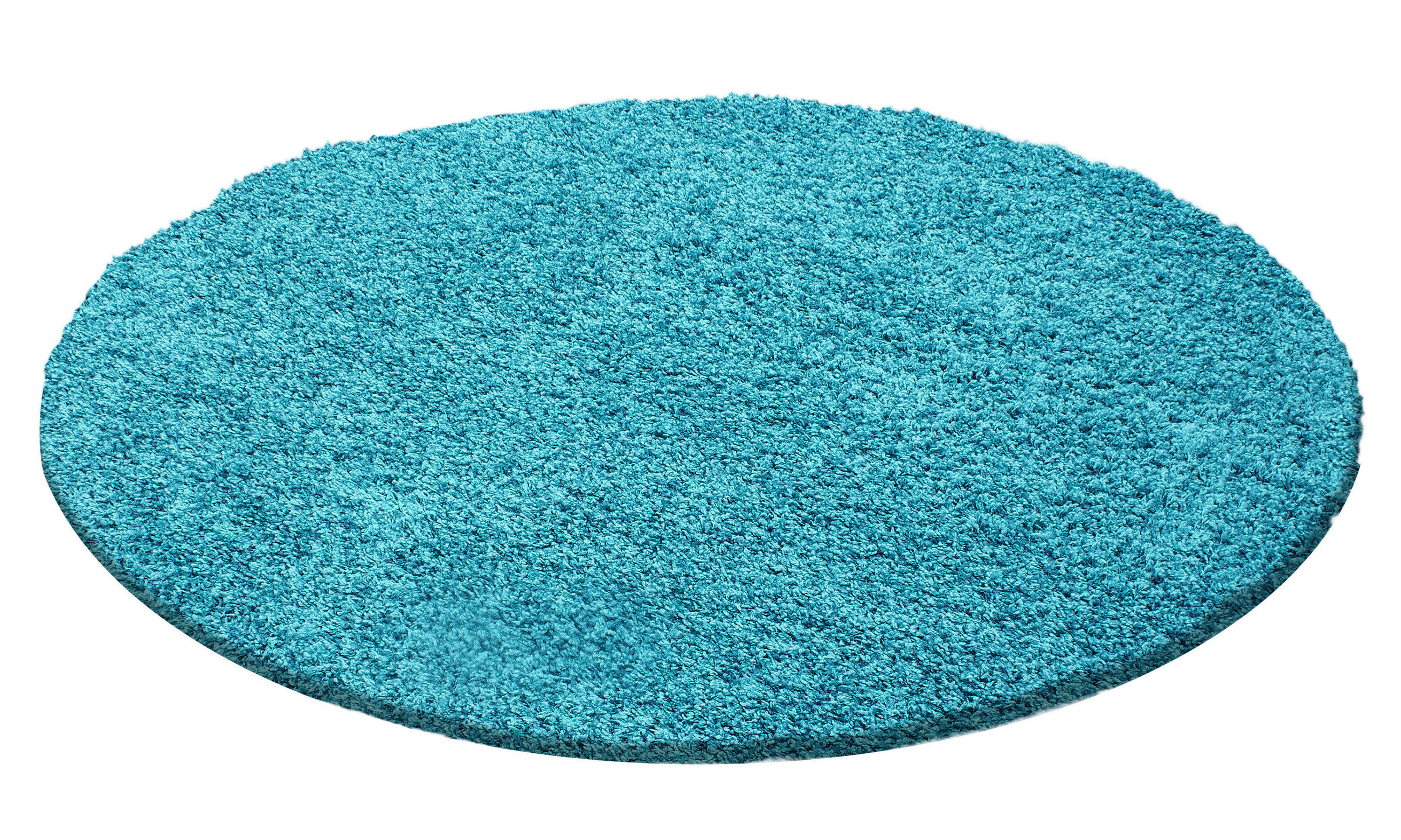TEPPICH Hochflor Unifarben Polypropylen Wohnzimmer Shaggy Türkis Rund 120x120 - Blau, Textil (120/120cm) - KADIMA DESIGN