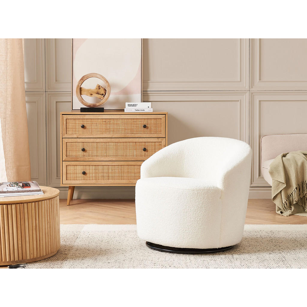 Thumbnail - Beliani Bouclé-Drehsessel, Weiß, Textil, 1-Sitzer, 62x67x63 cm, Wohnzimmer, Sessel, Polstersessel