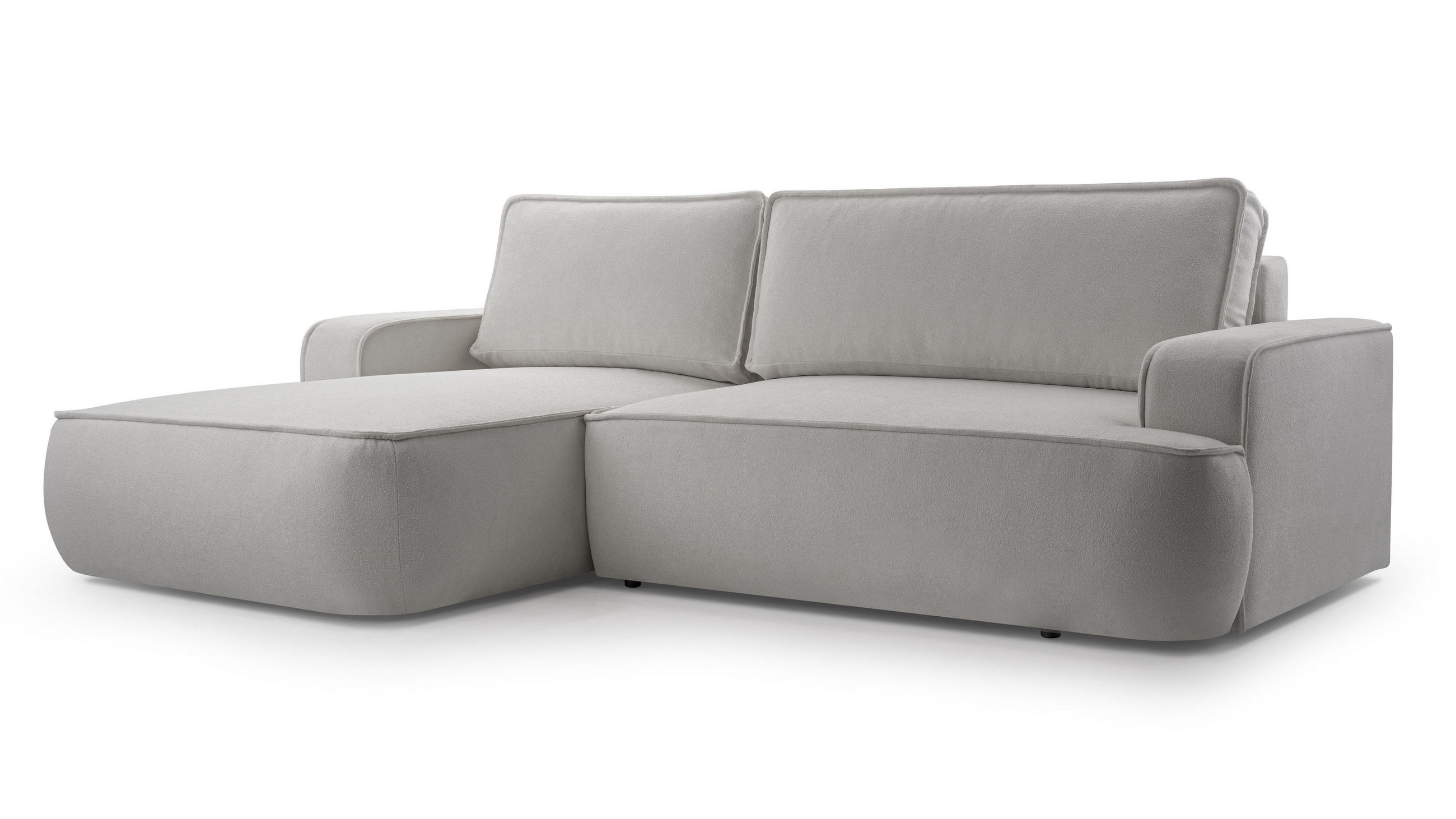ECKSOFA L Form Ablia Hellgrau 267/168/87 cm mit mit Schlaffunktion L - Hellgrau/Schwarz, Kunststoff/Textil (168/267cm) - AX Living