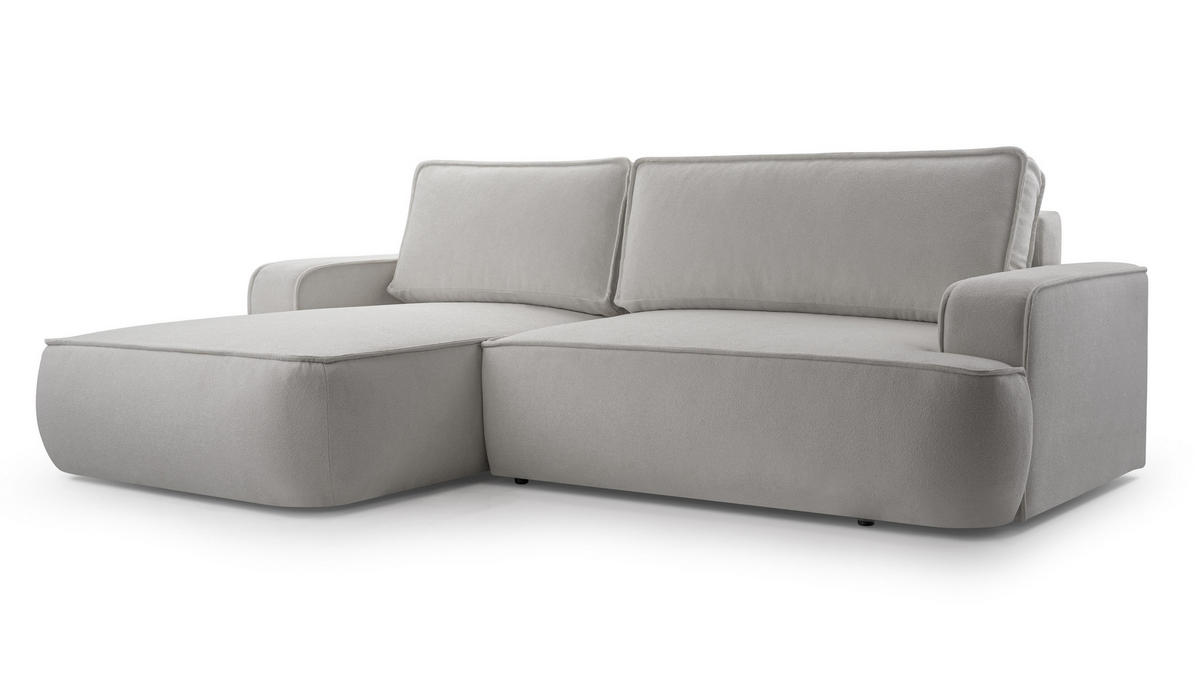 ECKSOFA L Form Ablia Hellgrau 267/168/87 cm mit mit Schlaffunktion L - Hellgrau/Schwarz, Kunststoff/Textil (168/267cm) - AX Living
