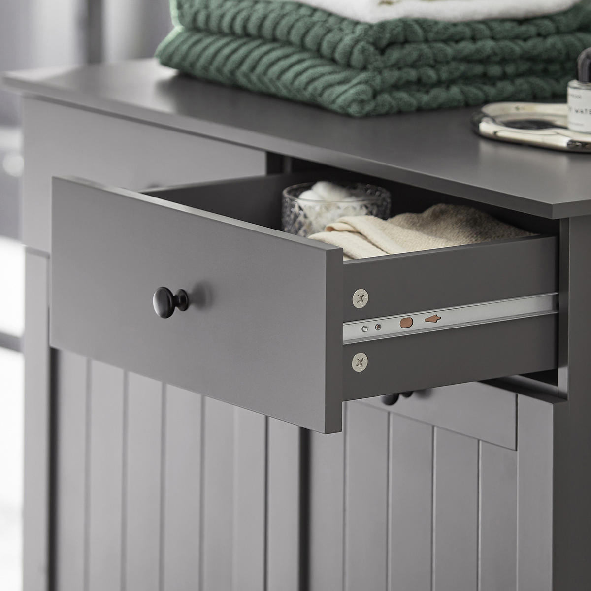 WÄSCHESCHRANK Grau - Grau, Holzwerkstoff (78/90/38cm) - SoBuy