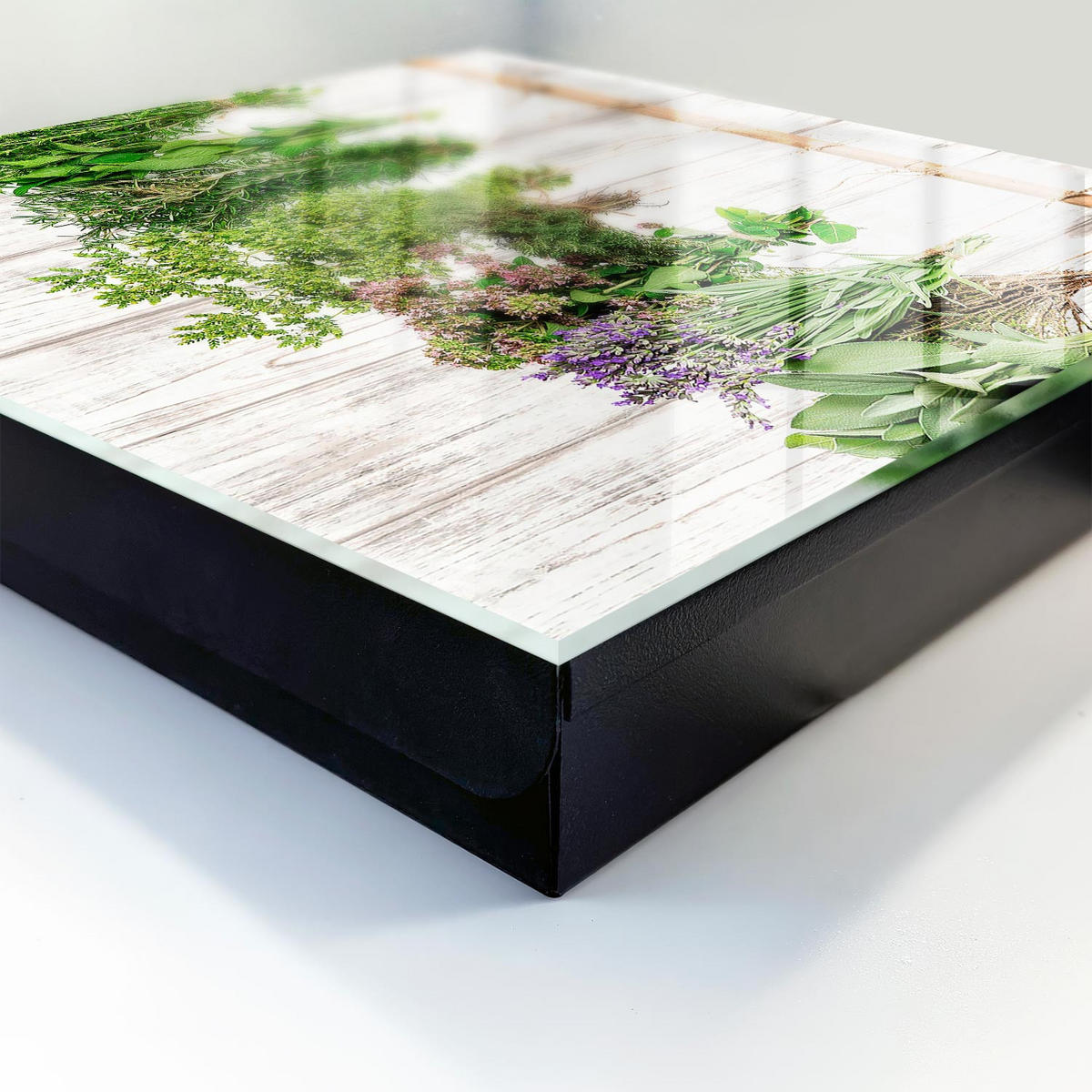 SCHLÜSSELBOX Schwarz 30x30 cm- Türöffnung nach rechts - Getrocknete Kräuter - Grün, Metall (30/30/5cm) - TULUP