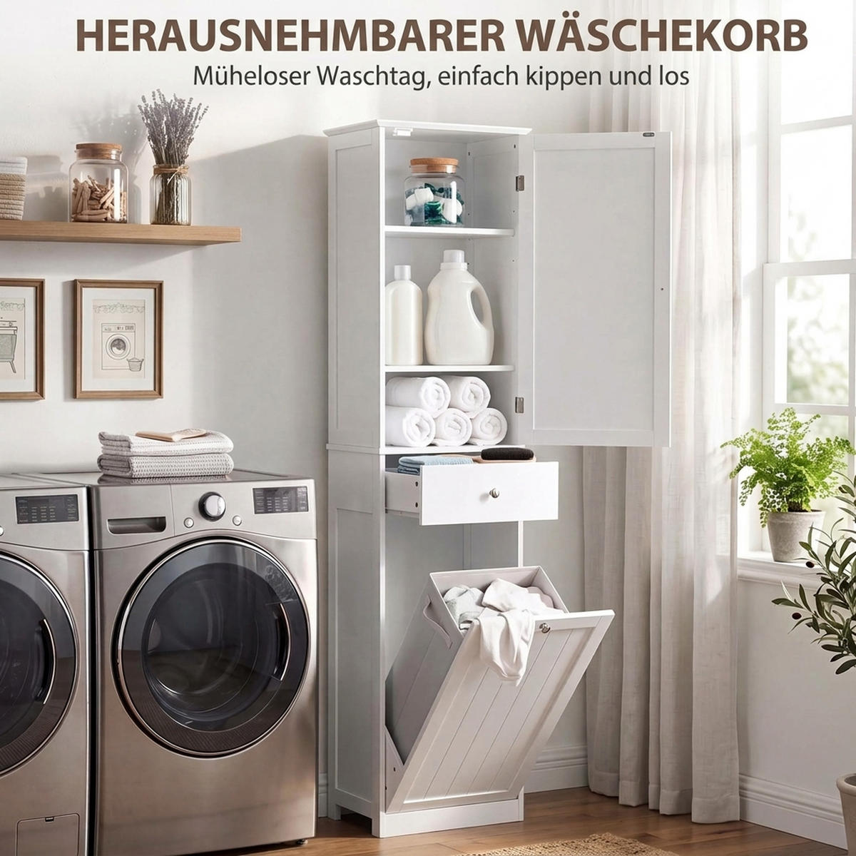 BADEZIMMERSCHRANK MDF Weiß - Weiß, Holzwerkstoff/Metall (30/180/45cm) - HOMCOM