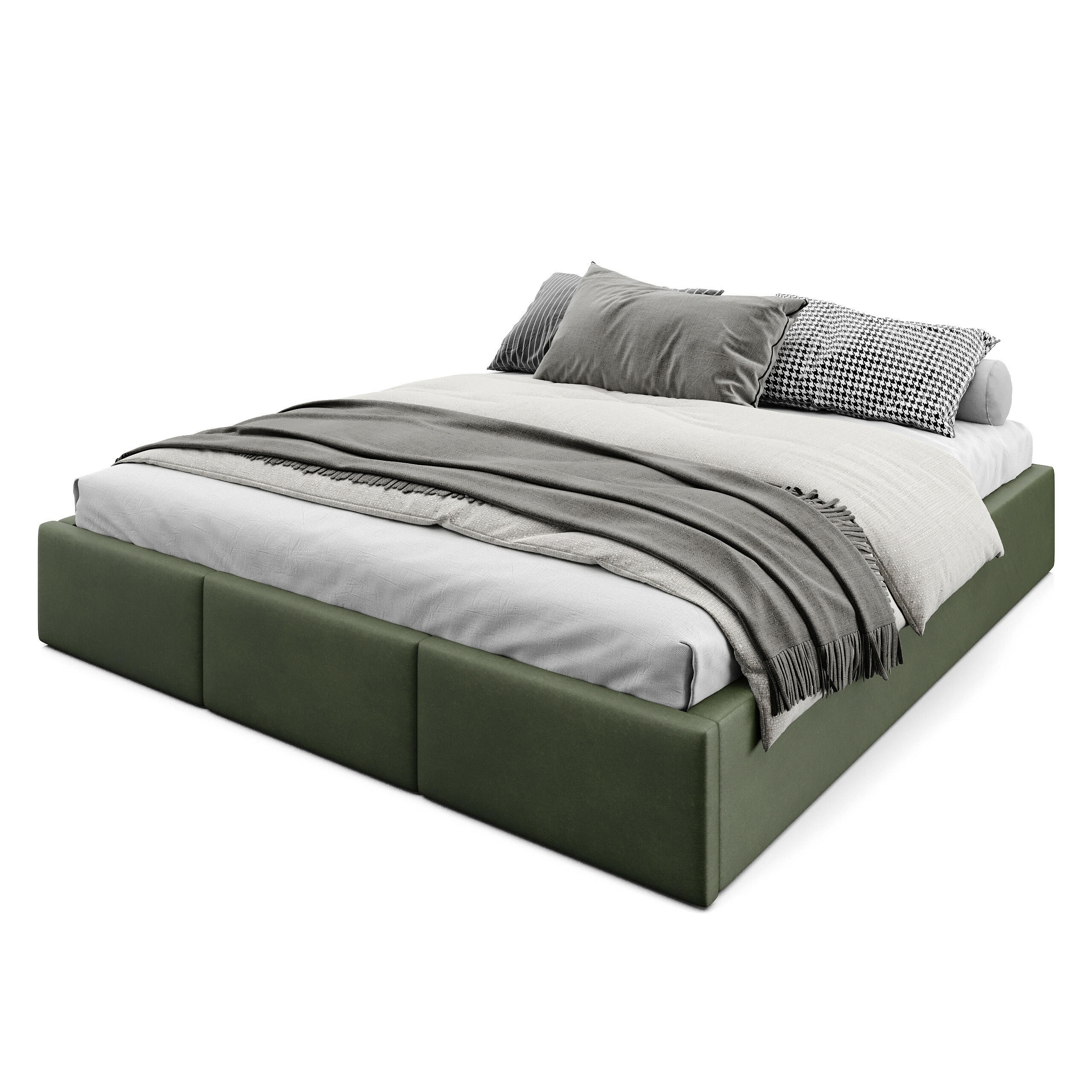 POLSTERBETT für Schlafzimmer Bett mit Stauraum Khaki 180x200cm - Olivgrün, Holzwerkstoff/Textil (180/200cm) - Muralo
