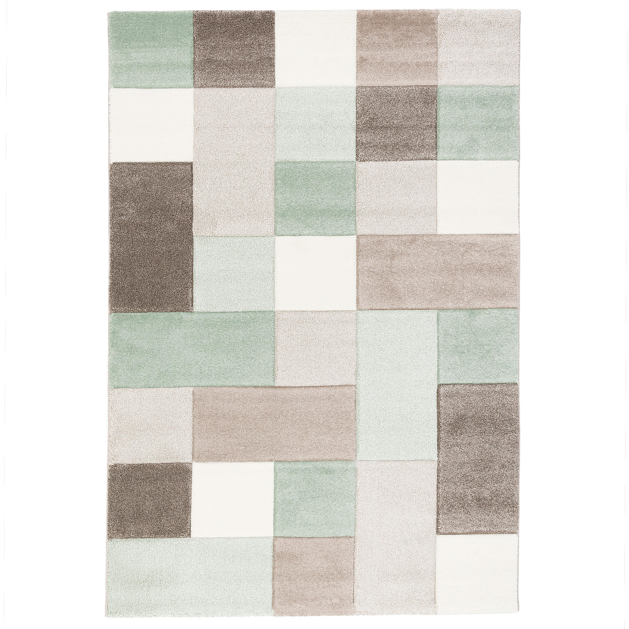 DESIGNER TEPPICH MAUI PASTELL GRÜN BEIGE KARO - Beige/Grün, Textil (80/150cm) - Pergamon