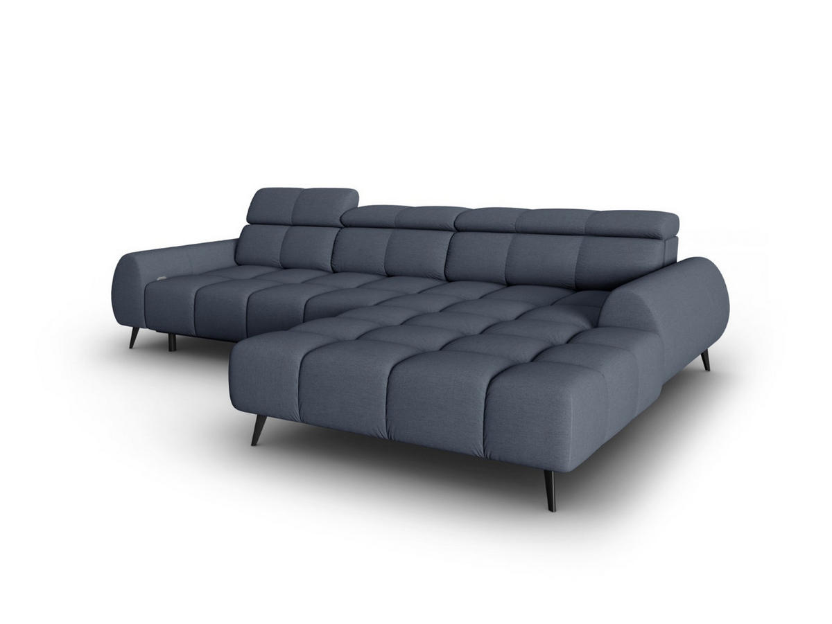 ELEKTRISCHES-ECKSOFA rechts Alyse aus strukturiertem Stoff dunkelblau 5 Sitzplätze - Dunkelblau, Textil (188/295cm) - Micadoni