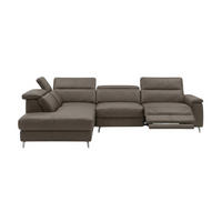 ECKSOFA Ambassador Echtleder mit 1 x Relaxfunktion Greige - Greige, Leder/Metall (224/272cm)