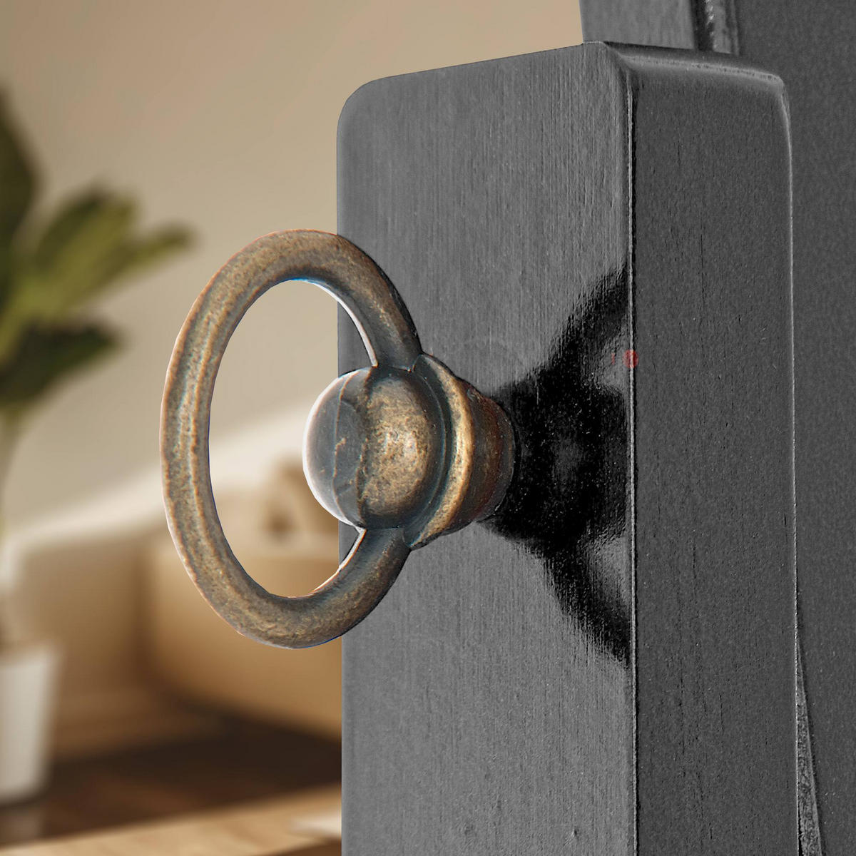 STANDSPIEGEL Genova Holz Schwarz Mobiler Ganzkörperspiegel - Schwarz, Holz (45/150/30cm) - DELUKE