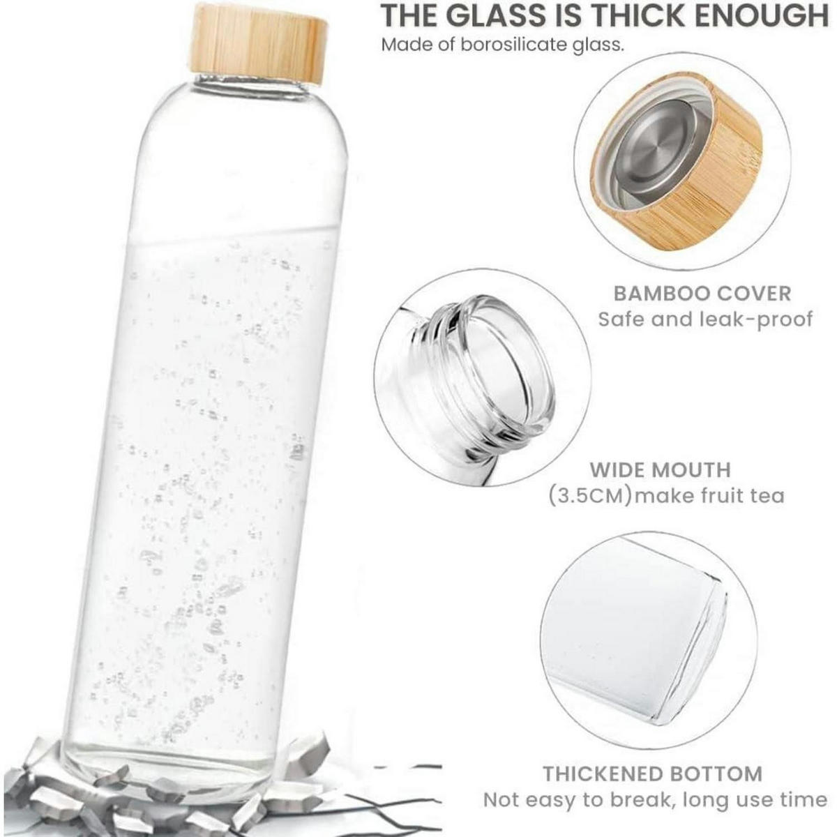 TRINKFLASCHE Glas 1L mit Schutzhülle Grau - Grau, Glas (7.5/7.5cm)