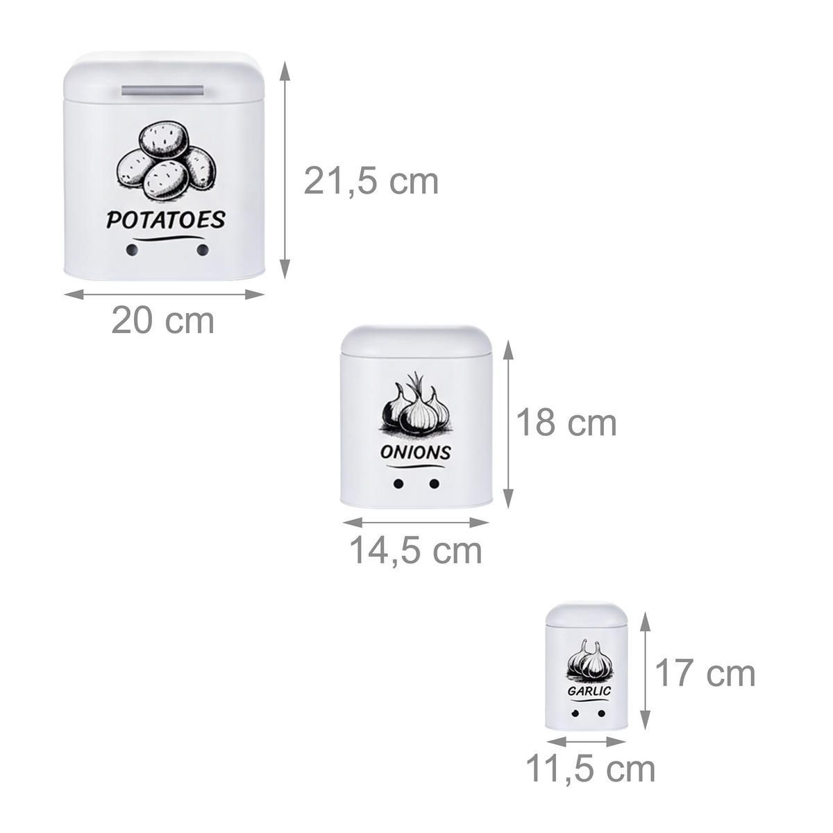 3XDÓZA na brambory - bílá, kov - Relaxdays