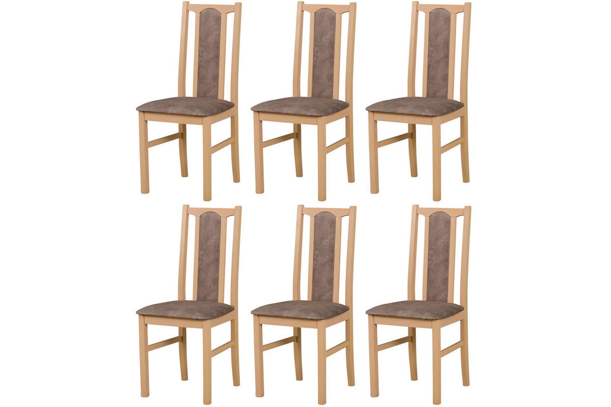 STUHL KOLGA (6er Set) - Braun/Sonoma Eiche, Holz (43/94/40cm) - Leaf Design