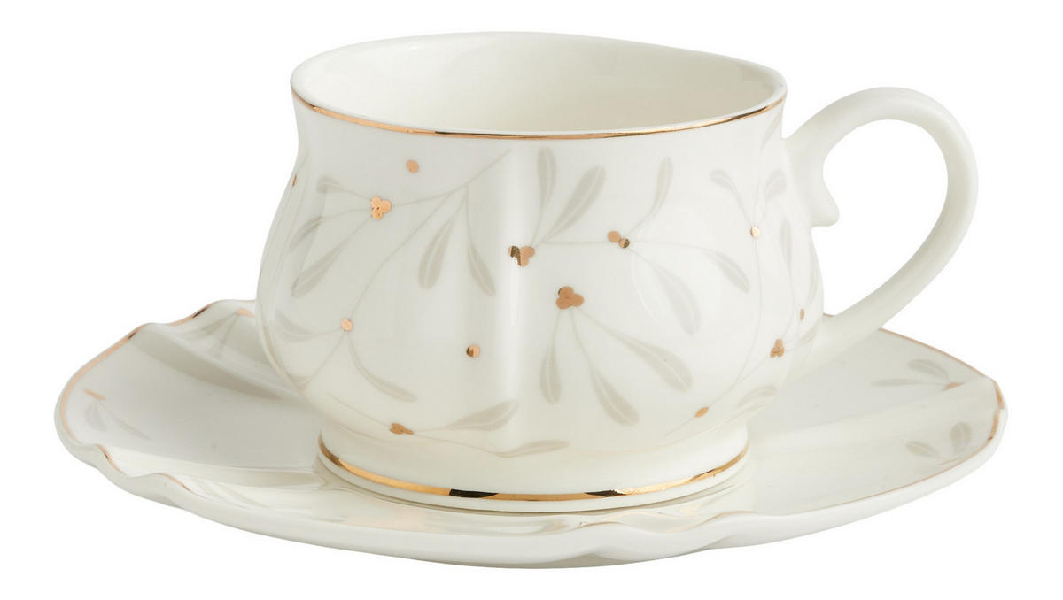 WEIHNACHTSTASSE Mit Untertasse VISCHIOS, Becher, Tasse, Kaffeetasse, Weihnachtsdeko, Winter Christmas, XMAS, Weihnachtsgeschenke - Multicolor, Keramik (0.21L) - home&you