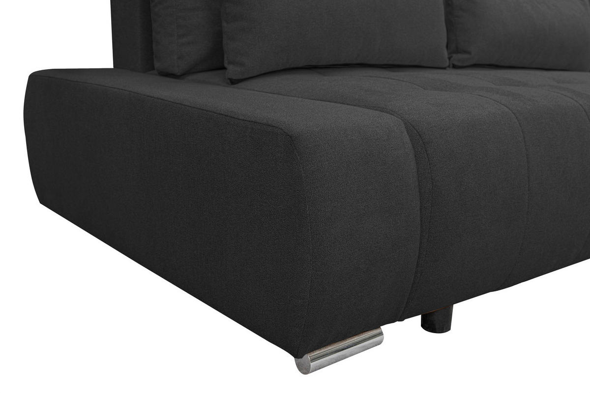ECKSOFA Bloom mit Bettkasten und Schlaffunktion L-Form - Dunkelgrau, Textil (267/185cm)