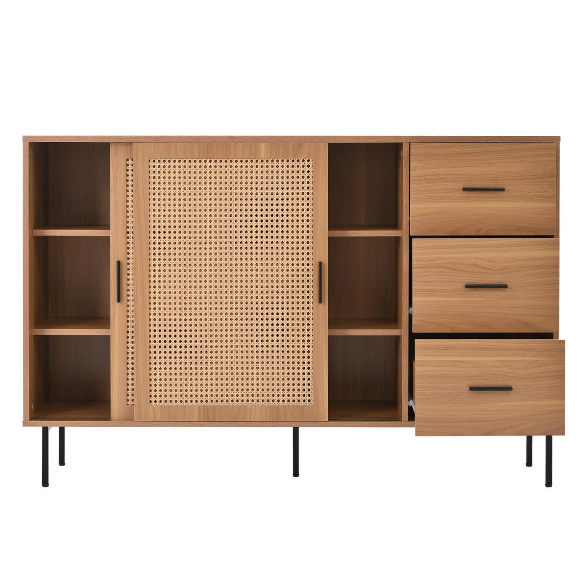 SIDEBOARD 140/37/91 cm natur aus Spanplatte mit Schiebetüren - Naturfarben, Holzwerkstoff (140/91/37cm) - OKWISH