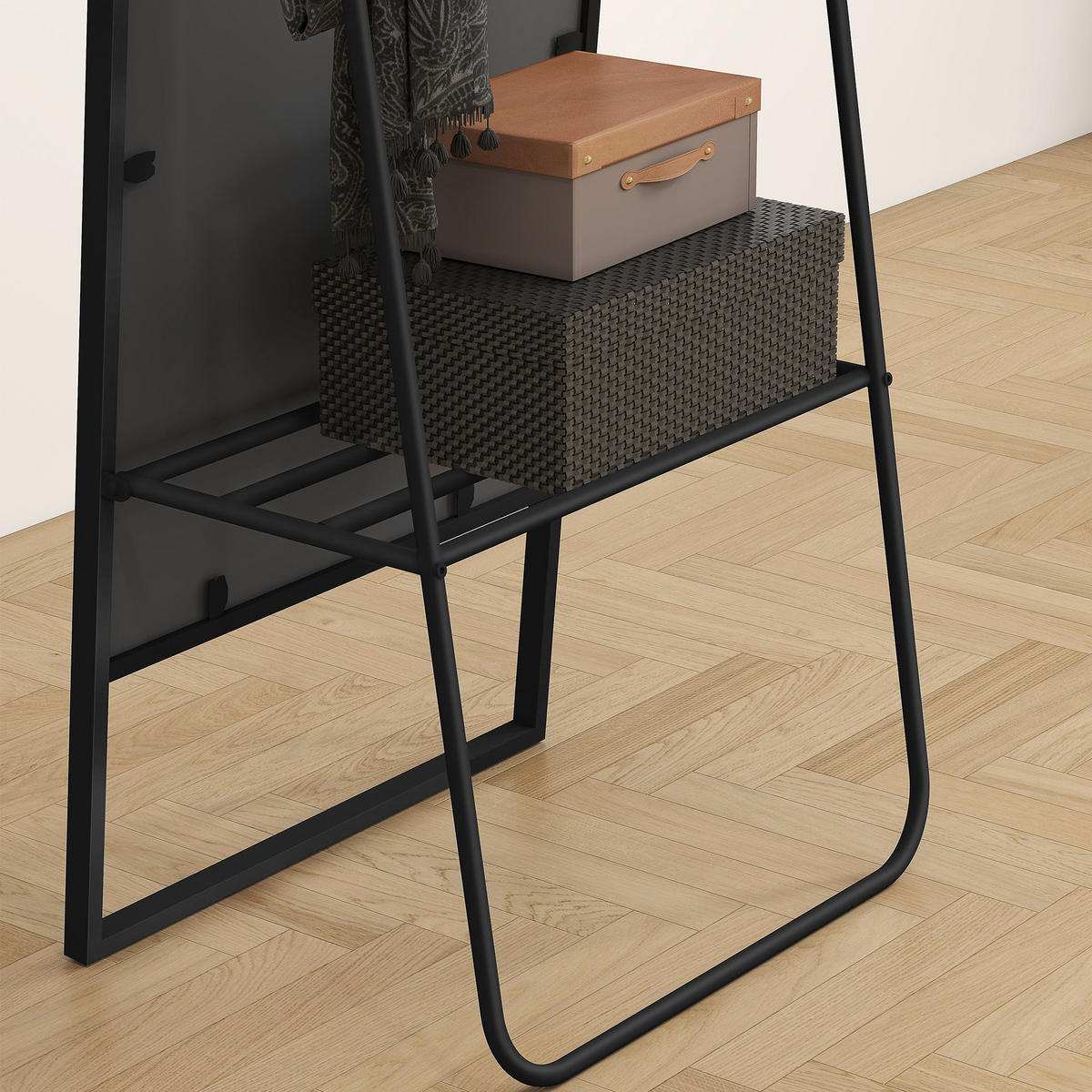 STANDSPIEGEL DE-09724 Schwarz - Schwarz, Metall (50/157/38cm) - ComfortXL