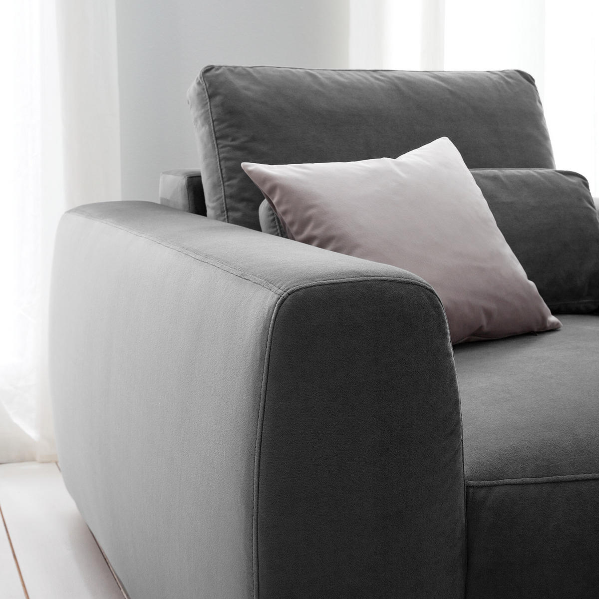 SESSEL - Schwarz/Grau, Kunststoff/Textil (116/80/117cm) - home24