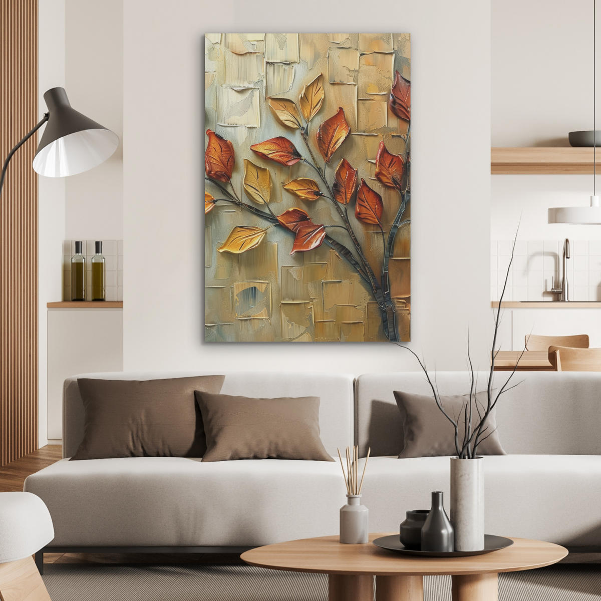 AKUSTIKBILD Baum - Abstrakt - Natur - Kunst Wanddeko 60x90 cm - Goldfarben, Kunststoff (60/90/0.9cm) - MuchoWow