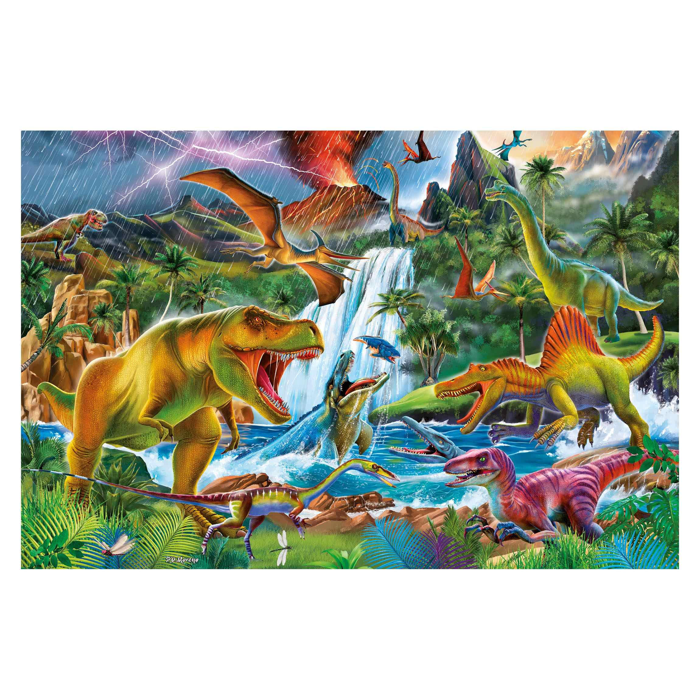 FOTOTAPETE Dinosaurier im Urzeitgewitter 432/290 cm - Multicolor, Papier (432/290cm) - Bilderwelten