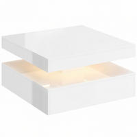 COUCHTISCH DE-37205 2-stufig mit LED und offener Ablage Weiß - Weiß, Holzwerkstoff (78/78/40cm) - ComfortXL