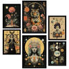 POSTER Set Mit 6 Mystischen Esoterischen Schwarzbeige A3 & A4 Schwarzer Rahmen - Schwarz, Papier (29/3cm) - Nacnic