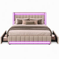POLSTERBETT，BETT 160/200 cm mit Schubladen aus Leinen –Modernes Bett für das Schlafzimmer - Beige/Naturfarben, Holz/Textil (160/200cm) - FURNISHINGS HOME