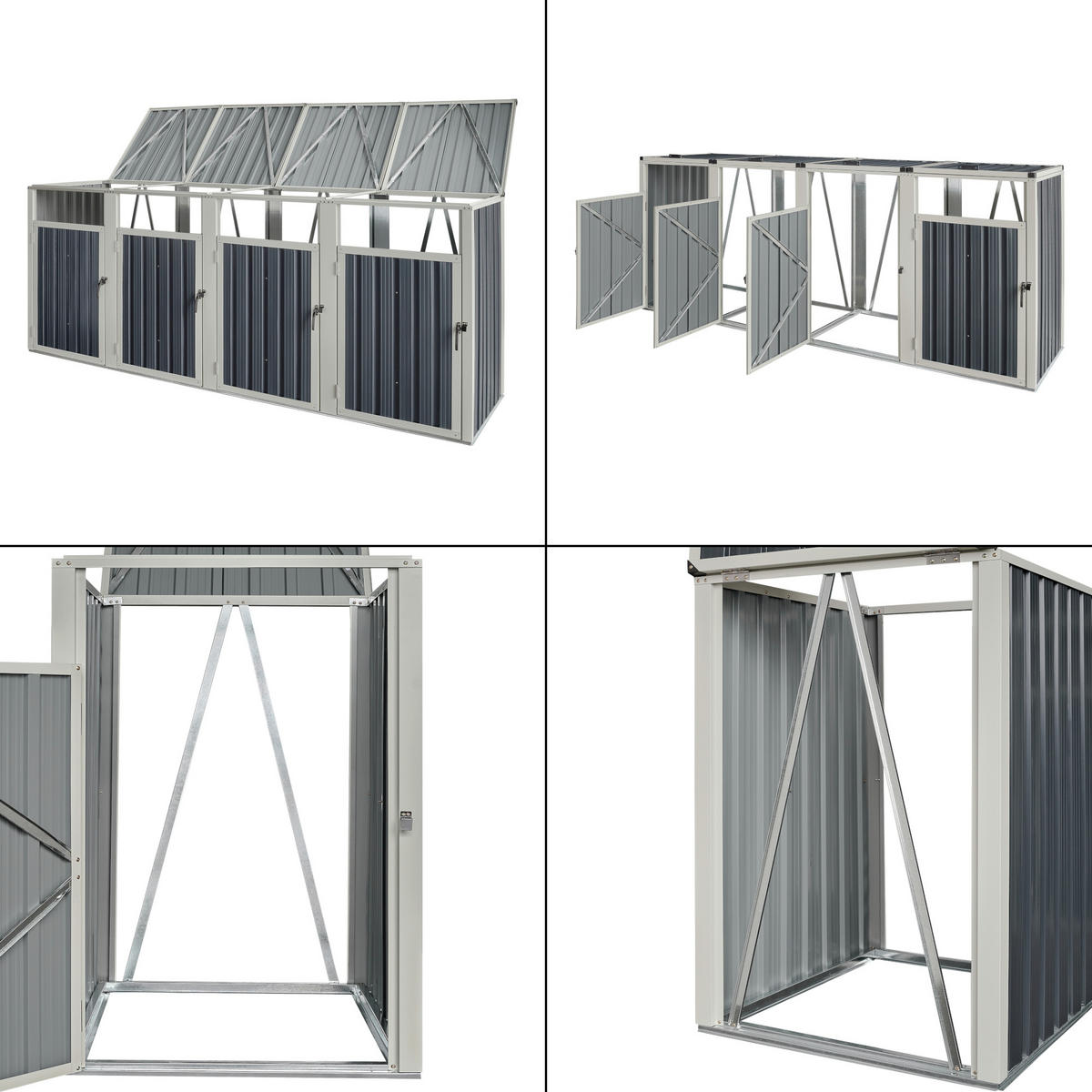 MÜLLTONNENBOX Tarbek - Anthrazit, Metall (292/121/82cm) - pro.tec