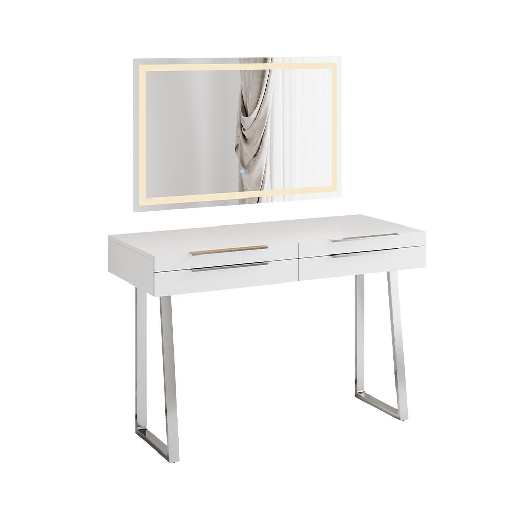 SCHMINKTISCH Alexia Weiß 120 cm mit LED-Spiegel - Weiß, Holzwerkstoff (120/79/50cm) - Vicco